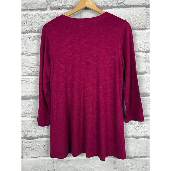 SUSAN GRAVER WEEKEND‎ Women's MP Red Button Neck Casual Knit Pocketed Tunic Top - Picture 3 of 11